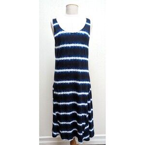 Lauren Ralph Lauren Womens Dress Sz M Linen Blend Fit & Flare Sleeveless Midi